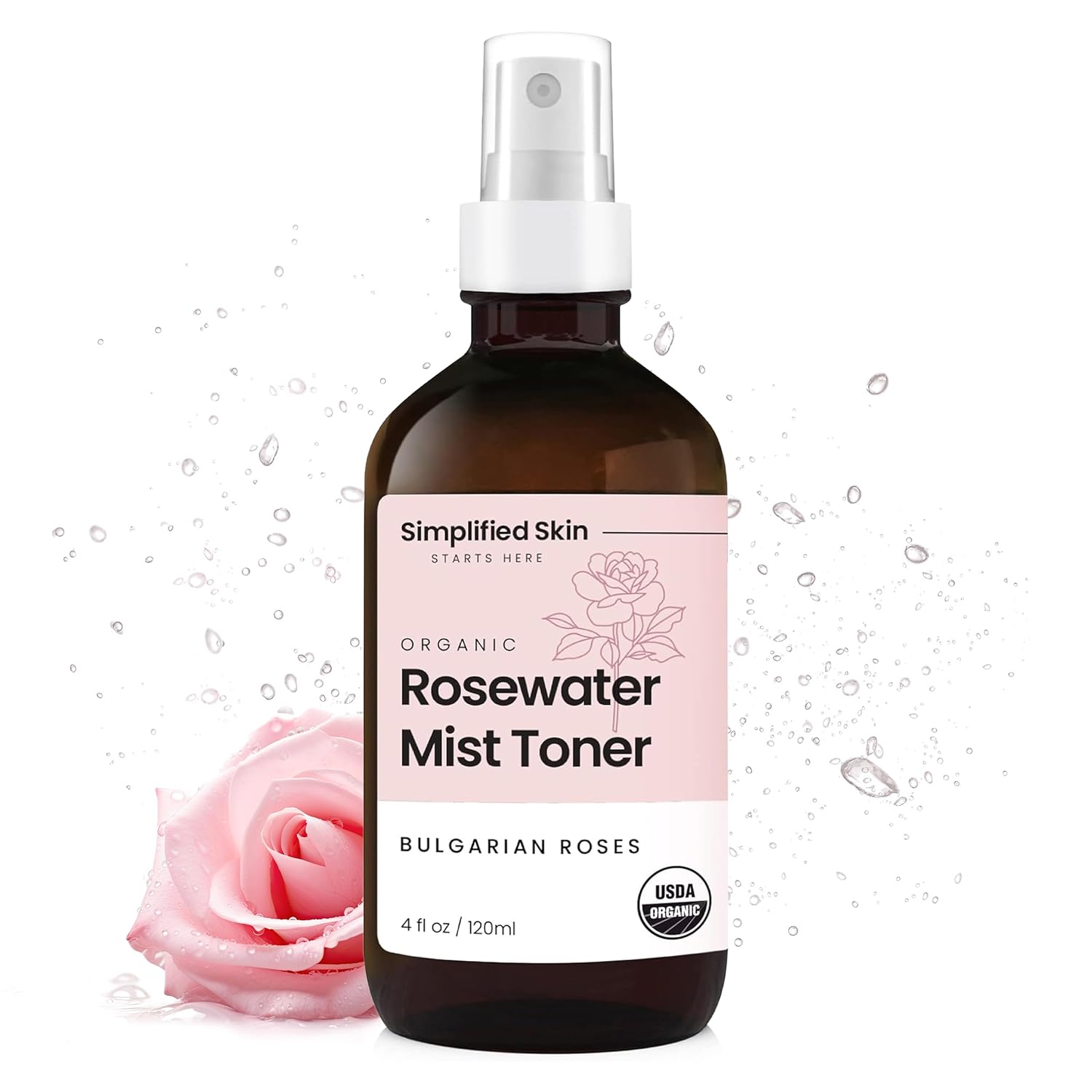 Rose Water Spray For Face With Matrixyl 3000 - Organic Rosewater Face Mist With Aloe Vera & Hyaluronic Acid - Hydrating, Reduces Fine Lines, Boosts Collagen Production, & Soothes Skin - 4 Fl Oz