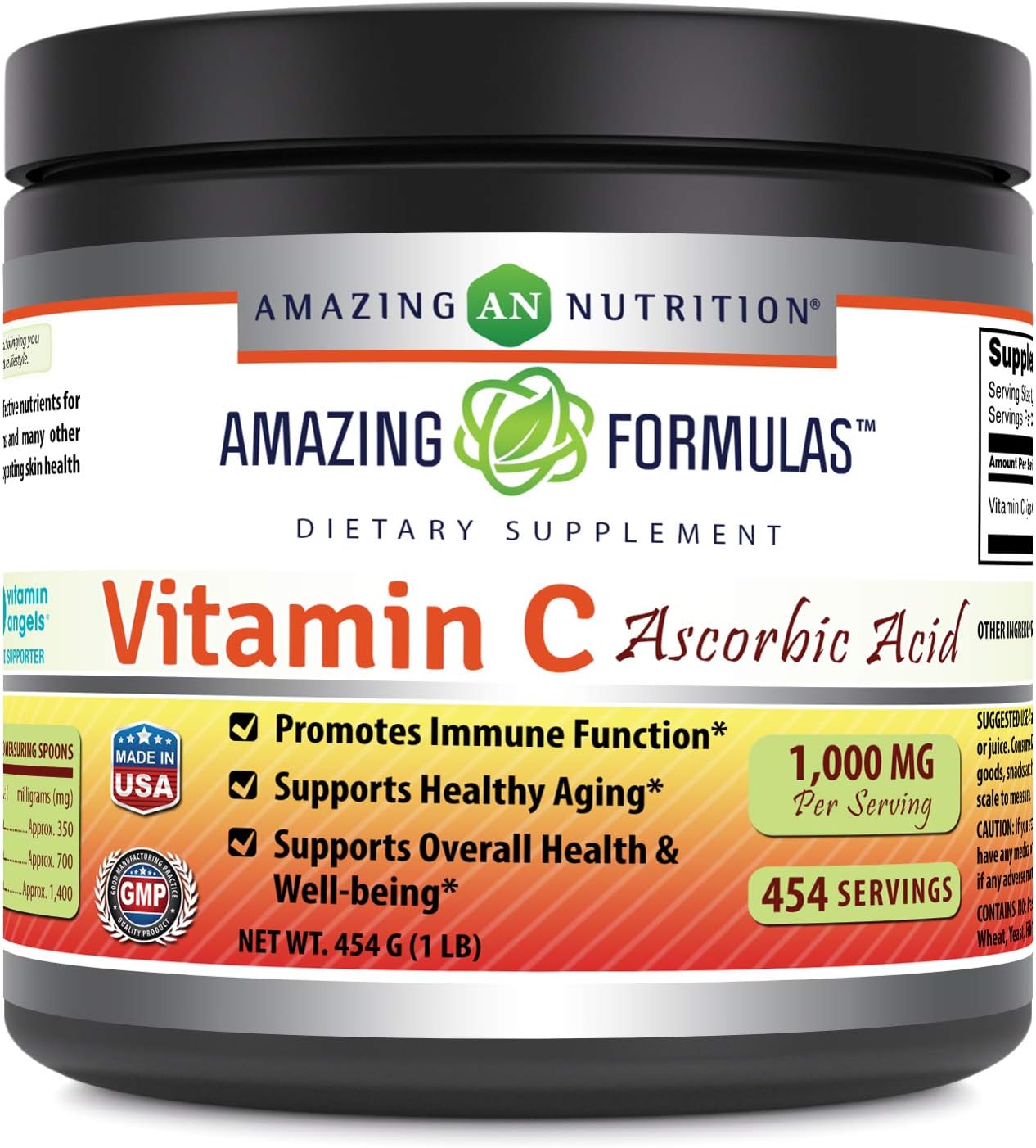 Amazing Formulas Vitamin C Supplement (Non-Gmo, Vegan) - Promotes Immune Function* - Supports Healthy Aging* - Supports Overall Health & Well-Being* (Powder, )