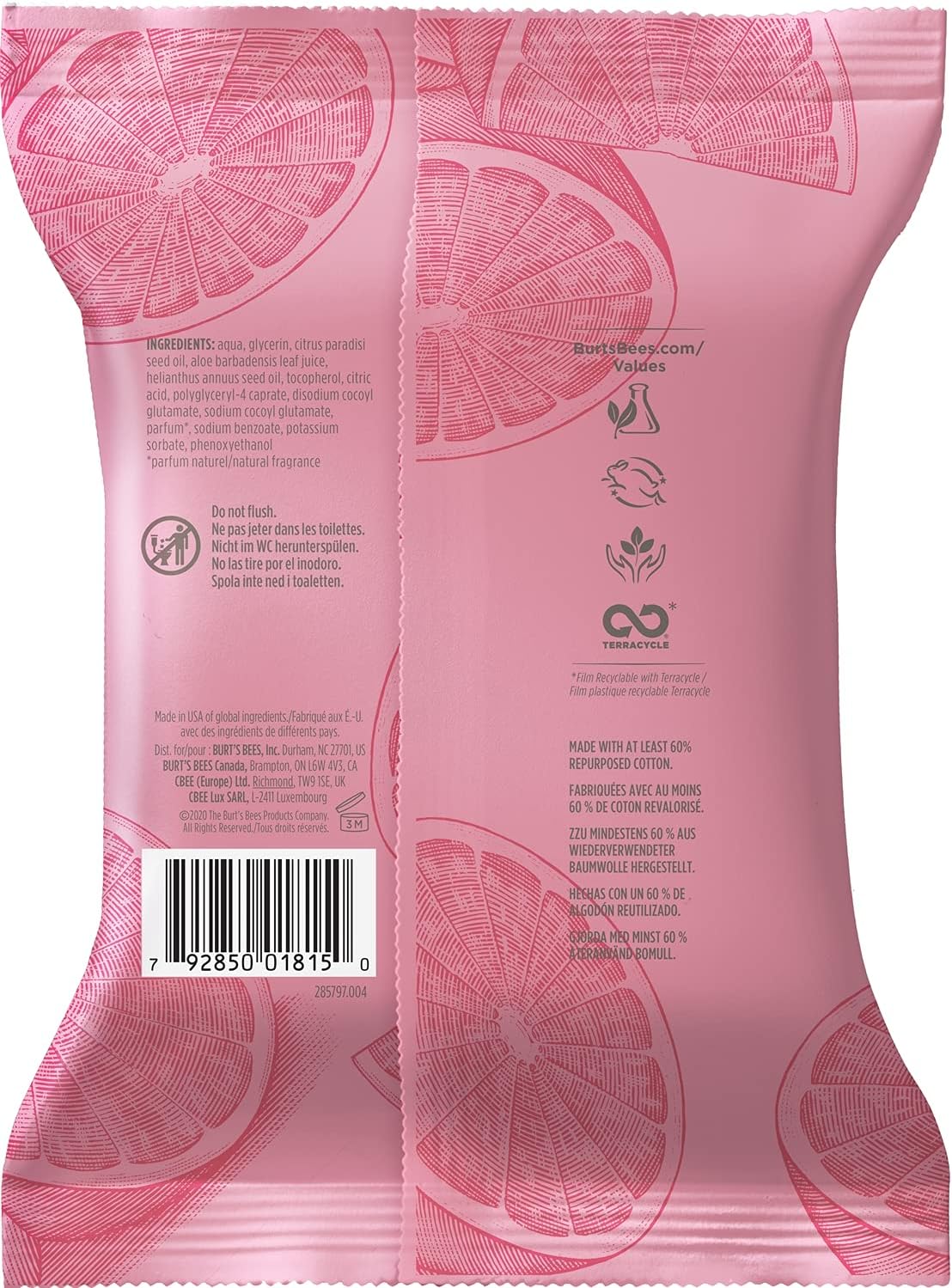 Burt's Bees Facial Cleansing Towelettes, Pink Grapefruit, 30-Count : Amazon.co.uk: Beauty