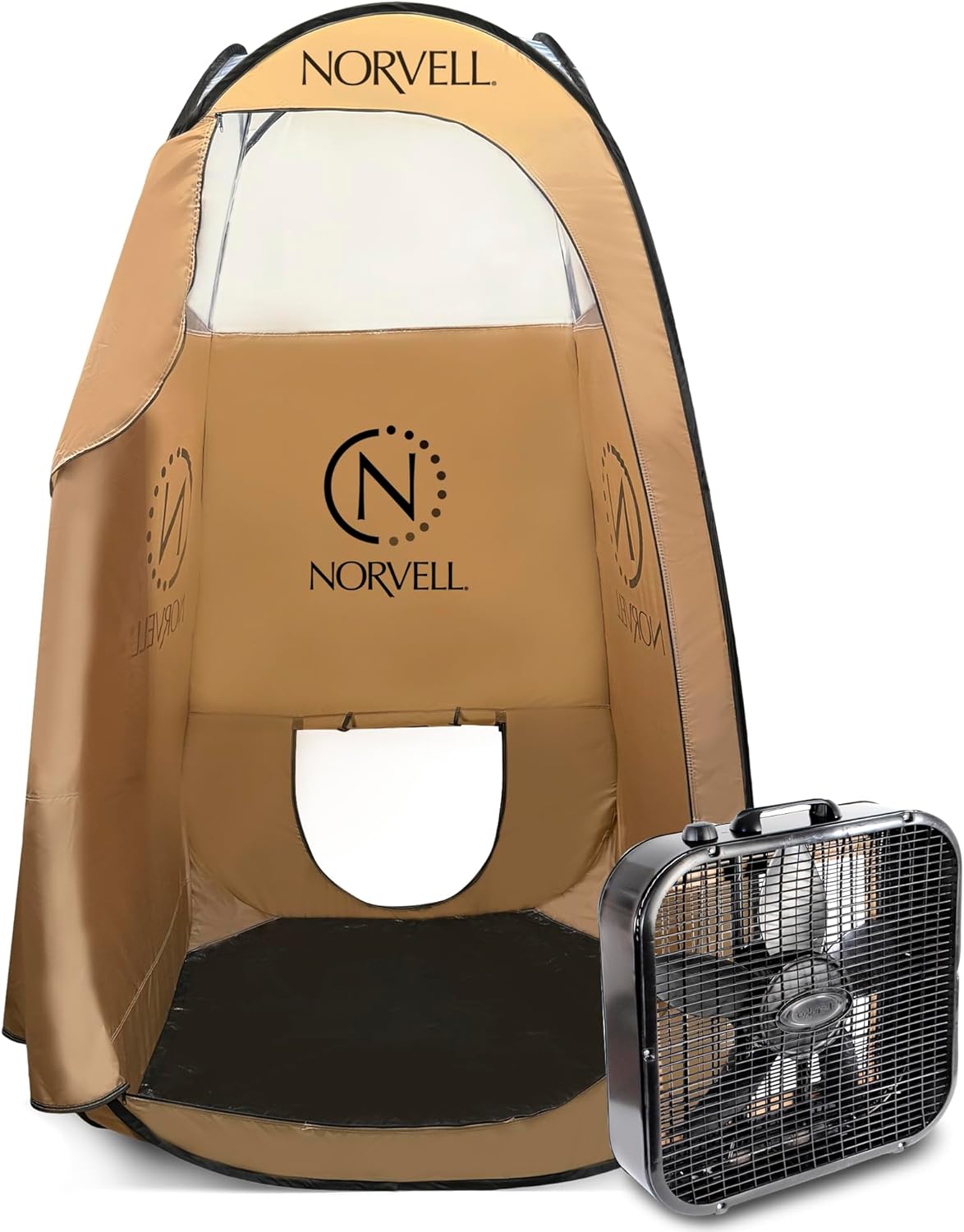 Norvell Portable Tent & Fan Bundle – Includes 1 Overspray Reduction Fan & 1 Jumbo Mobile Spray Room Tent To Create A Professional Spray Tan Booth – 86” X 48” X 52” Tent, 22.5” X 5.5” X 21.5” Fan