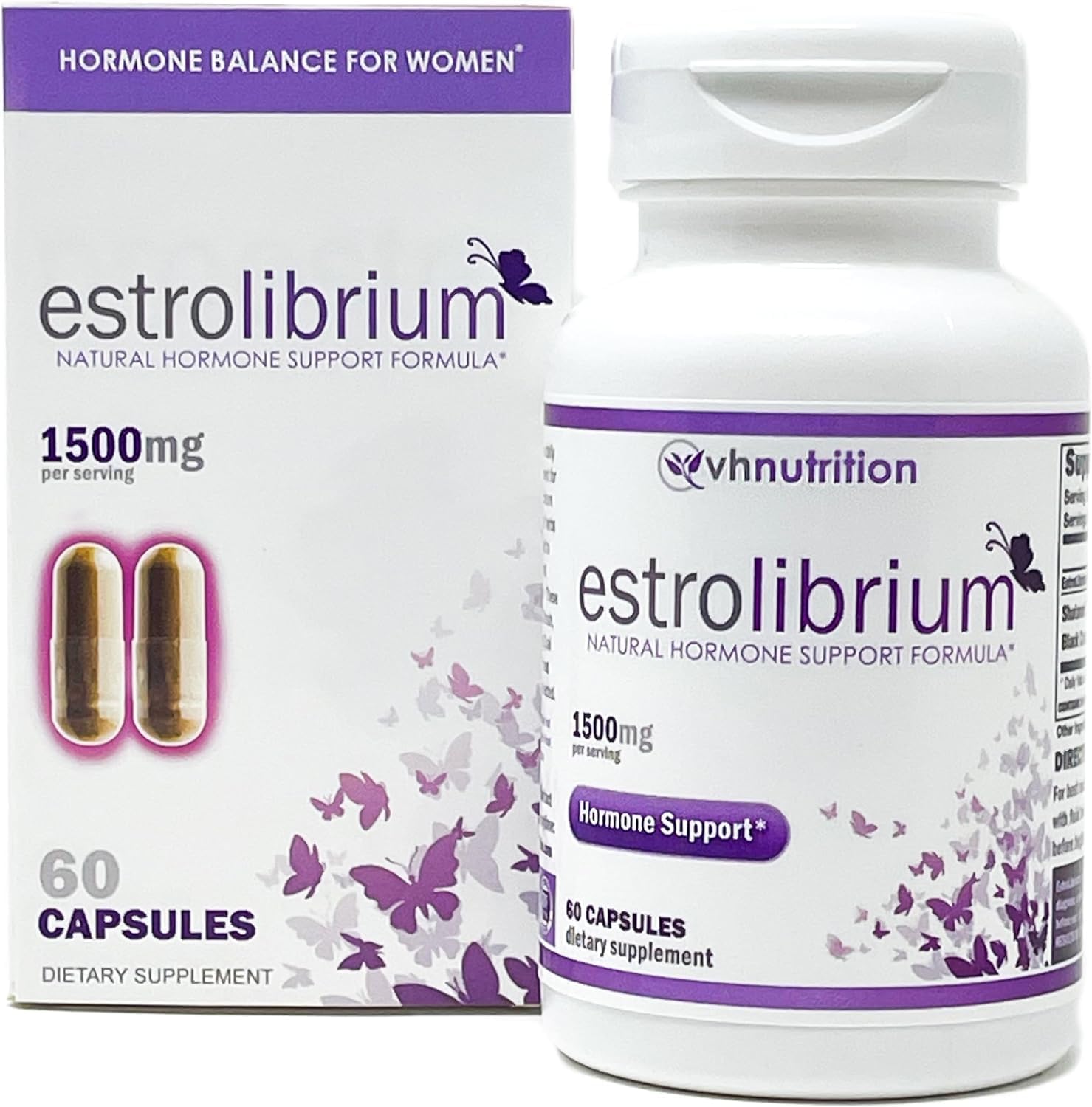 Vh Nutrition Estrolibrium | Hormone Balance For Women* | Menopause Support Supplement* | Black Cohosh, Shatavari, Chaste Tree Berry (Vitex), Dong Quai | 60 Capsules In Easy To Swallow Pills