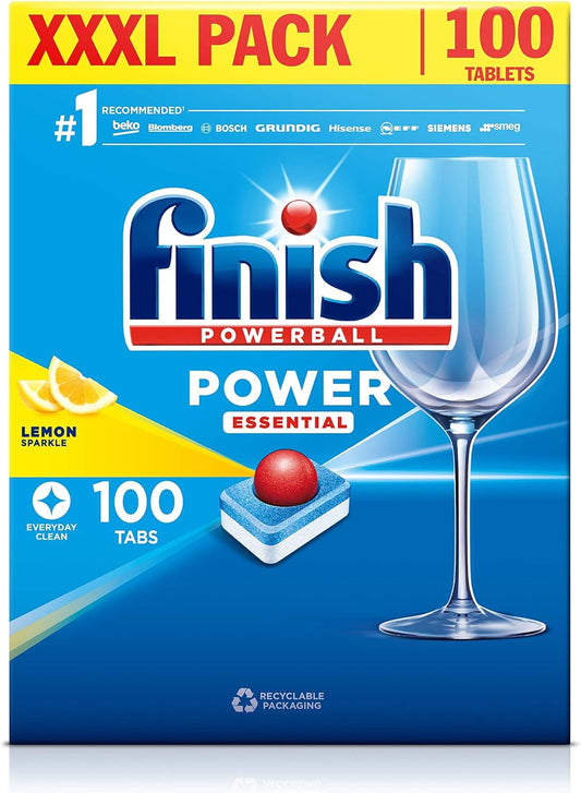 Finish Dishwasher Tablets All In 1 Powerball XXXL Lemon, 100 Tablets : Health & Household
