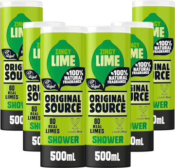 Original Source Mint & Tea Tree Shower Gel, 100 Percent Natural Fragrance, Vegan, Cruelty Free, Paraben Free, Bulk Buy, Pack Of 6 X 500 Ml