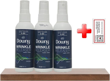 Downy Travel Sized Wrinkle Release Spray 3 oz (Pack of 3) - Effortless Wrinkle-Free Clothes On-The-Go! - Includes Phoenix Rose Fridge Sticker