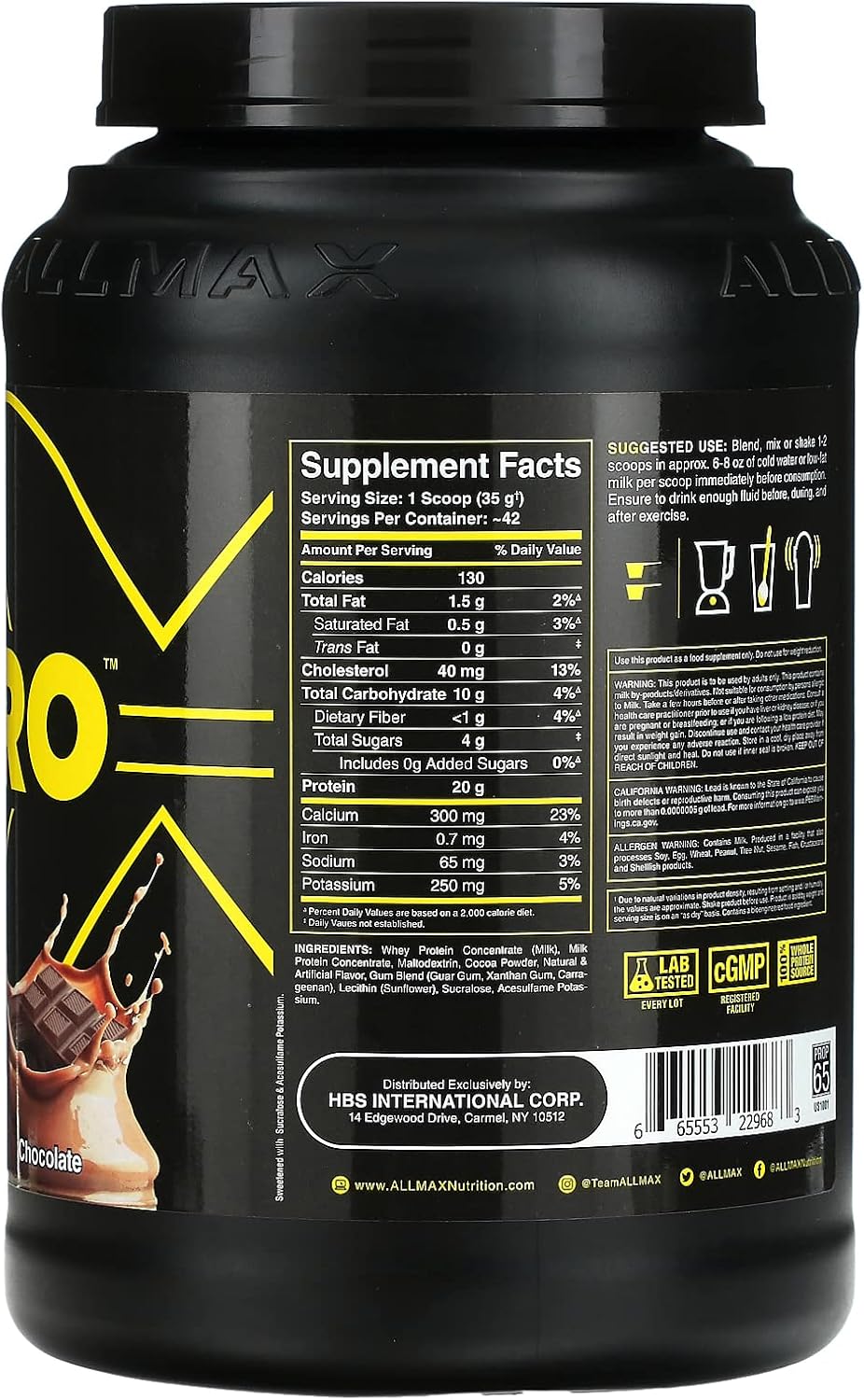 ALLMAX Sport ALLPRO Advanced Protein, Chocolate - 3.2 lb - 20 Grams of Protein Per Scoop - Low Fat & Zero Added Sugar - Approx. 42 Servings : Health & Household