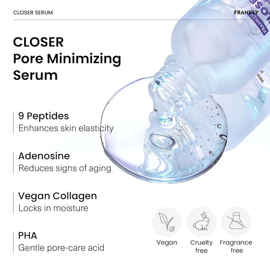 Closer Serum Jumbo & Deep Cleansing Oil Set | Bha & Lha Purifying Cleanser + 9 Peptide Pore Minimizing Serum | Hydrating & Anti-Aging, Vegan, 6.8 Fl.Oz & 2.03 Fl.Oz