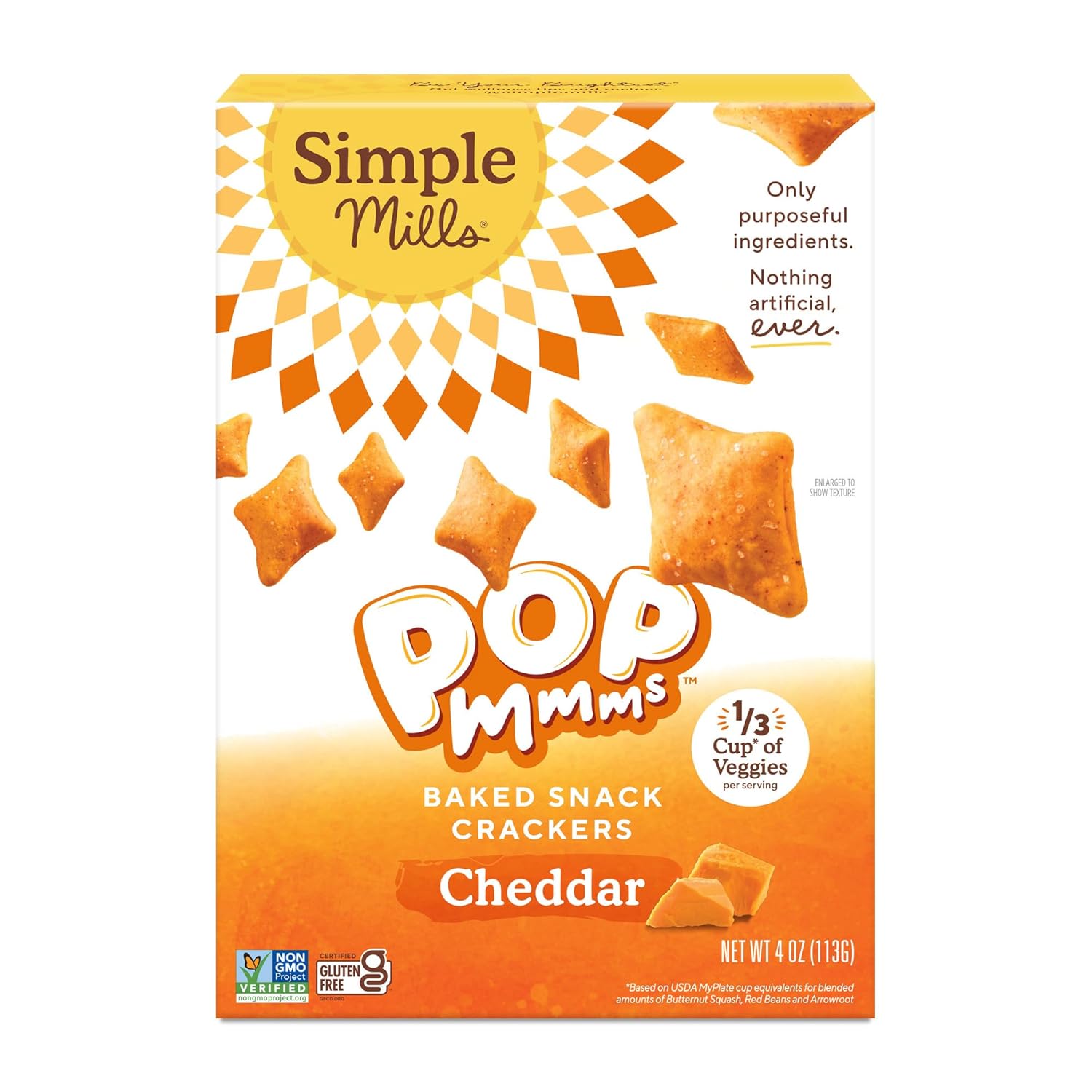 Simple Mills Pop Emms Cheddar Crackers, 4 Oz