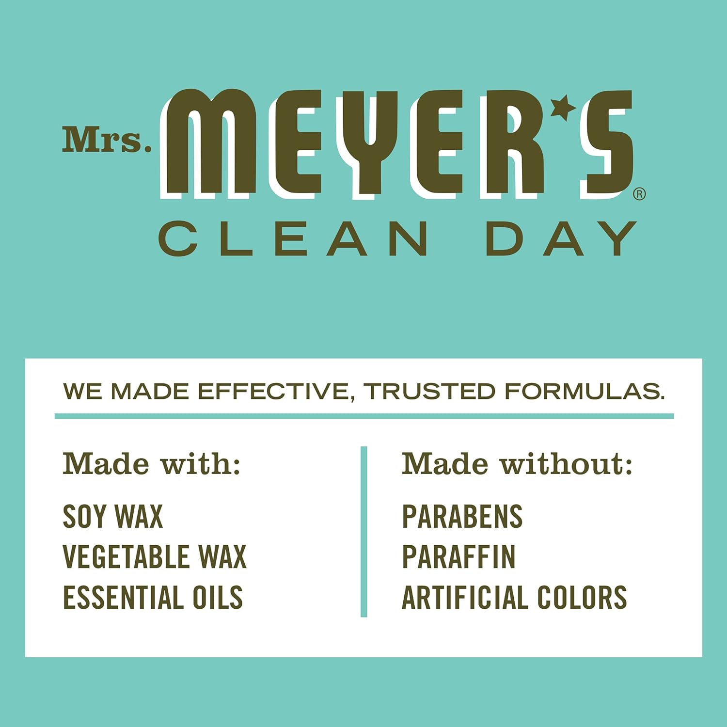 MRS. MEYER'S CLEAN DAY Soy Tin Candle, 12 Hour Burn Time, Made with Soy Wax and Essential Oils, Basil, 2.9 oz : Home & Kitchen