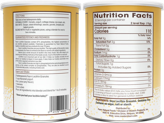 Fearn Natural Foods Soy Lecithin Granules – Fat Emulsifier With Essential Nutrients For Health, Improve Texture Of Cakes, Breads & Diy Gummies, 16 Oz