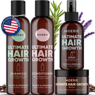 Moerie Mineral Shampoo And Conditioner Plus Hair Mask And Hair Spray Mega Pack – The Ultimate Hair Care Set – For Longer, Thicker, Fuller Hair - Vegan Hair Products – Paraben & Silicone Free Products