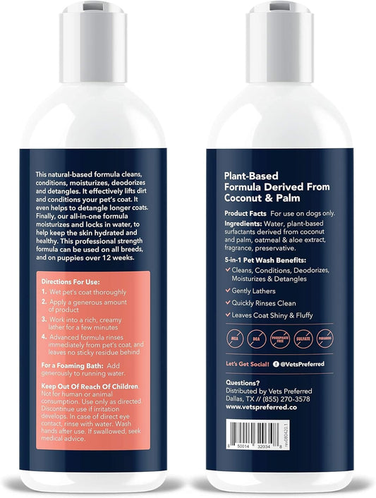 Vets Preferred Dog Wash 5-In-1 Shampoo & Conditioner & Paw Balm Protection For Dog And Puppies