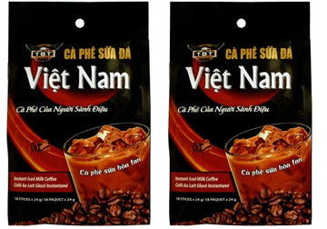 TGT Instant Iced Milk Coffee, Original Vietnamese Instant Coffee Mix, Cafe Sua Hoa Tan, Coffee Packets Single Serve,Bag of 18 Packets x 24g,Pack of 2 : Grocery & Gourmet Food