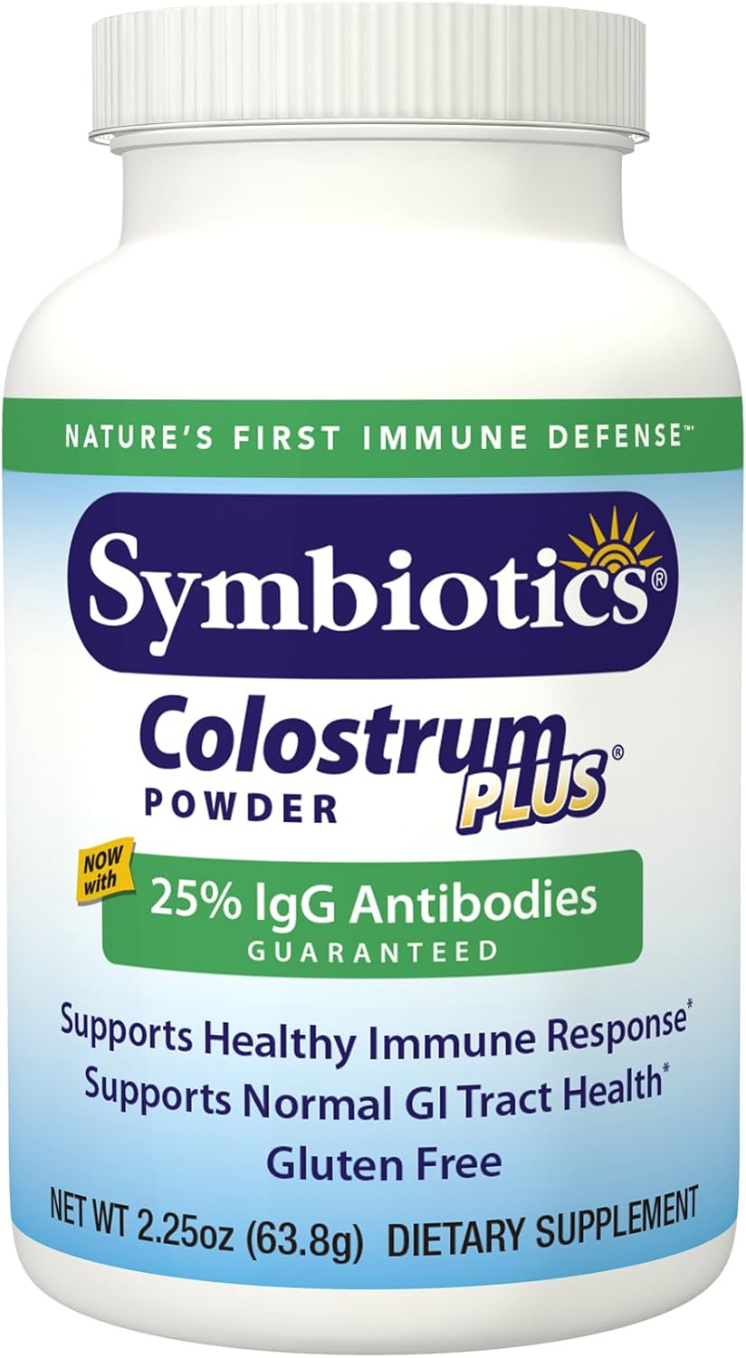 Symbiotics Colostrum Plus Powder 2.25 Oz (63.8 G) - Immunity Support - Promotes Athletic Performance And Optimal Iron Levels - Immunoglobulin - 25% Lgg Antibodies - Gluten Free