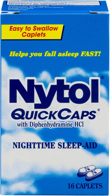Quick Caps Nighttime Sleep Aid, Helps You Fall Asleep Fast, 16 Caplets (Pack Of 6)
