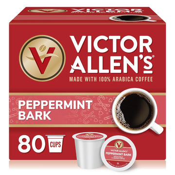 Victor Allen'S Coffee Peppermint Bark Flavored, Medium Roast, 80 Count, Single Serve Coffee Pods For Keurig K-Cup Brewers