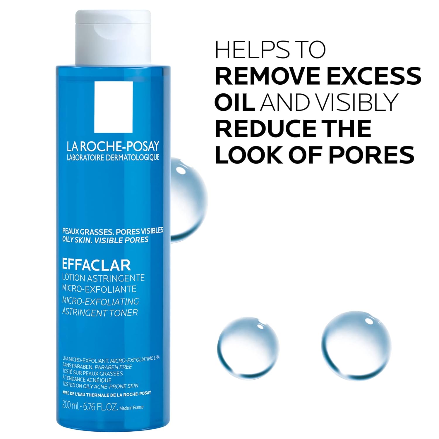 La Roche-Posay Effaclar Astringent Face Toner for Oily Skin, with Exfoliating LHAs to Minimize Appearance of Pores and Smooth Skin Texture, No Color(Packaging may vary) : Beauty & Personal Care