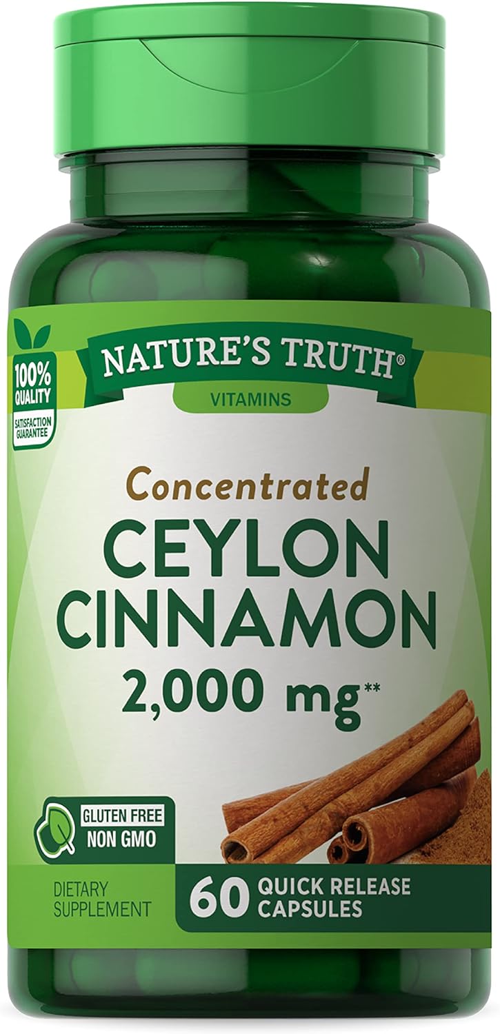 Nature'S Truth Ceylon Cinnamon Pill Capsules | 2000Mg | Non-Gmo & Gluten Free Supplement