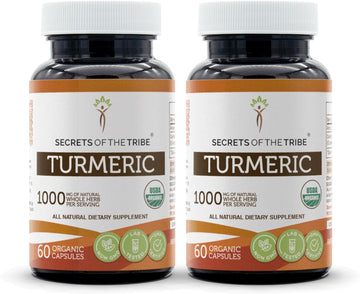 Turmeric 60 Capsules(2 pcs.), 1000 mg, USDA Organic Turmeric (Curcuma Longa) Dried Root (2x60 Capsules)