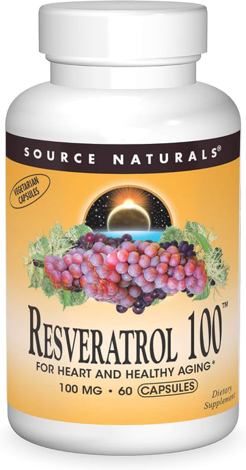 Source Naturals Resveratrol 100, for Heart and Healthy Aging* 100 mg - 60 Vegetarian Capsules