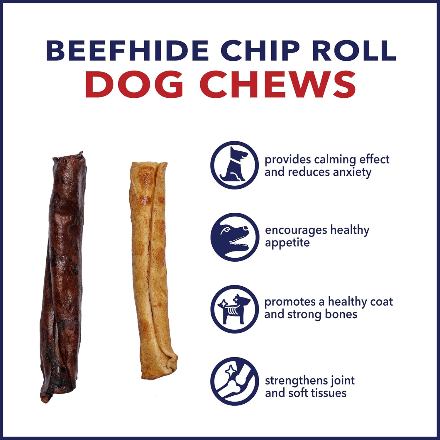 Pet Factory 100% Made in USA Beefhide 5" Chip Rolls Dog Chew Treats - Beef & Chicken Flavor, 18 Count/1 Pack : Pet Supplies