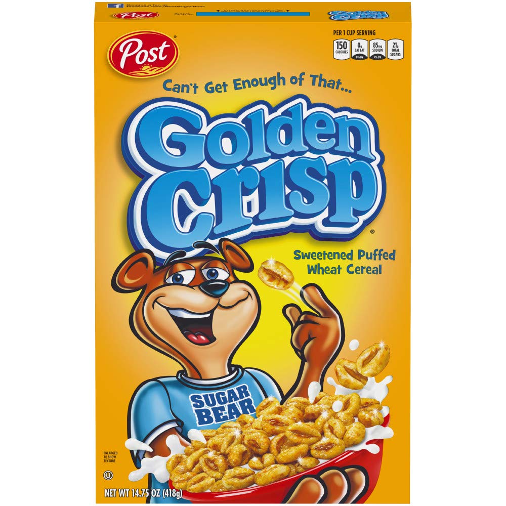 Post Golden Crisp cereal Sweetened Puffed Breakfast Cereal Kosher 14.75 Ounce, wheat, 12 Count (88008)