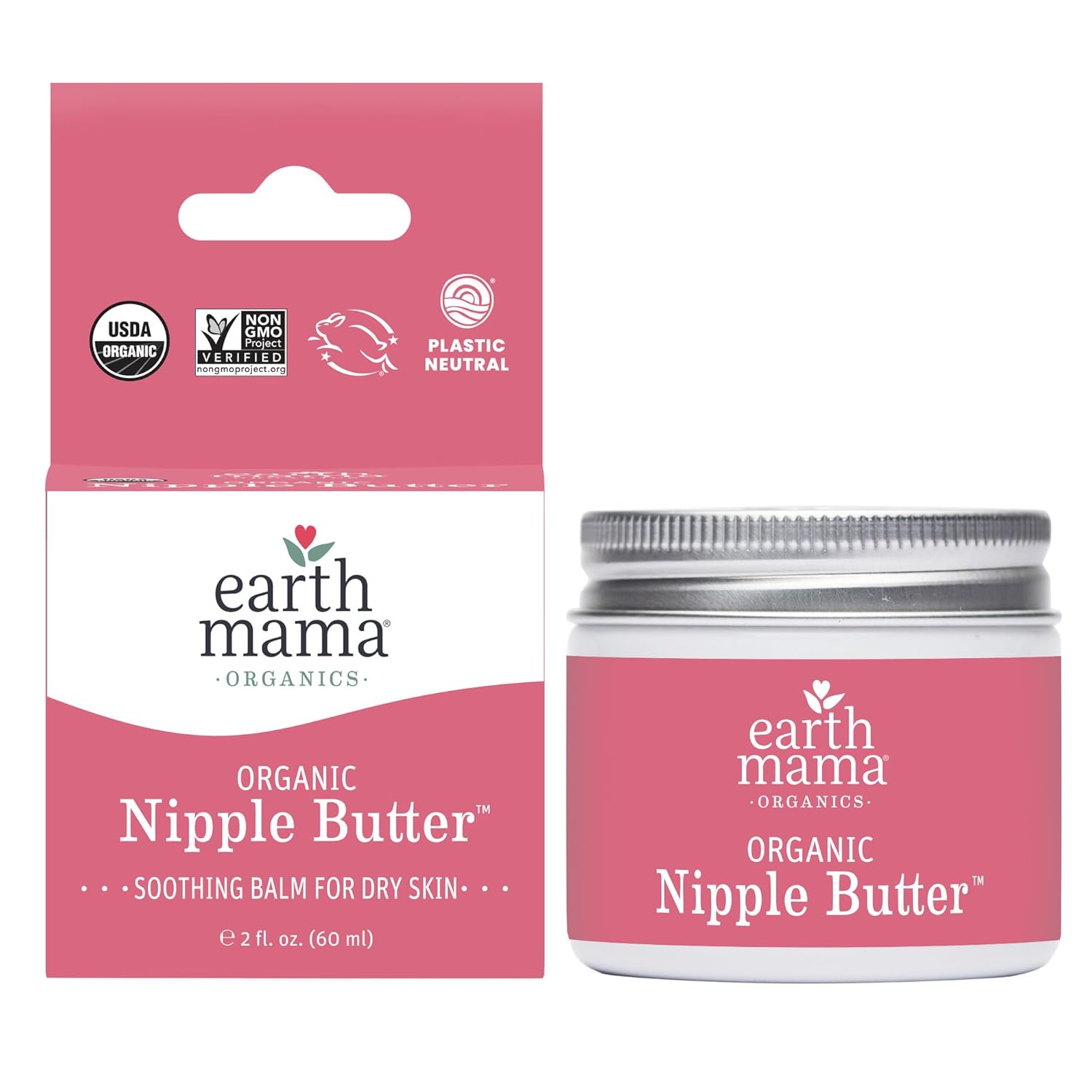 Earth Mama Organic Nipple Butter™ | Nipple Cream Safe For Breastfeeding | Postpartum Essentials For Nursing | Non Lanolin Nipple Cream, 2 Fl Oz (2-Pk)