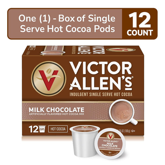 Victor Allen'S Coffee Milk Chocolate Cocoa, 12 Count, Single Serve Cups For Keurig K-Cup Brewers