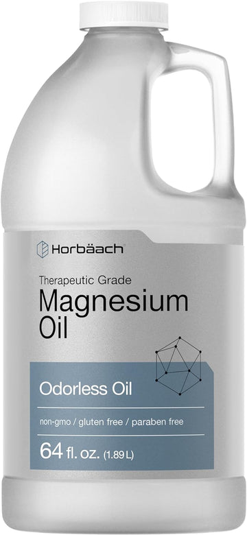 Horbäach Magnesium Oil | 64 fl. oz | Therapeutic Grade | Vegetarian, Non-GMO, Gluten Free, and Paraben Free Odorless Formula