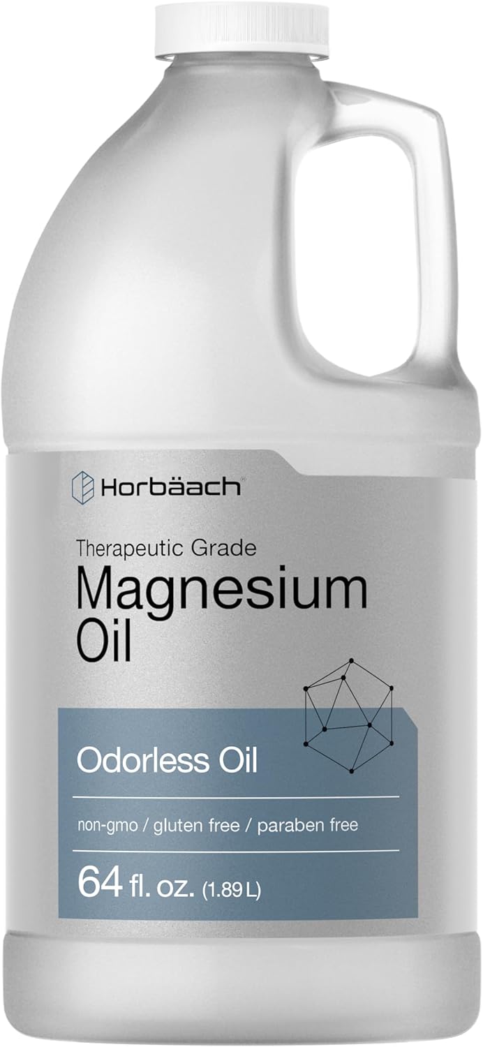 Horbäach Magnesium Oil | 64 Fl. Oz | Therapeutic Grade | Vegetarian, Non-Gmo, Gluten Free, And Paraben Free Odorless Formula