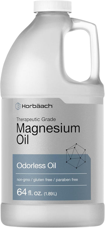 Horbäach Magnesium Oil | 64 Fl. Oz | Therapeutic Grade | Vegetarian, Non-Gmo, Gluten Free, And Paraben Free Odorless Formula