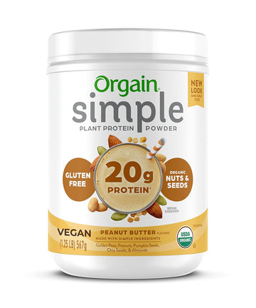 Orgain Organic Simple Vegan Protein Powder, Peanut Butter - 20g Plant