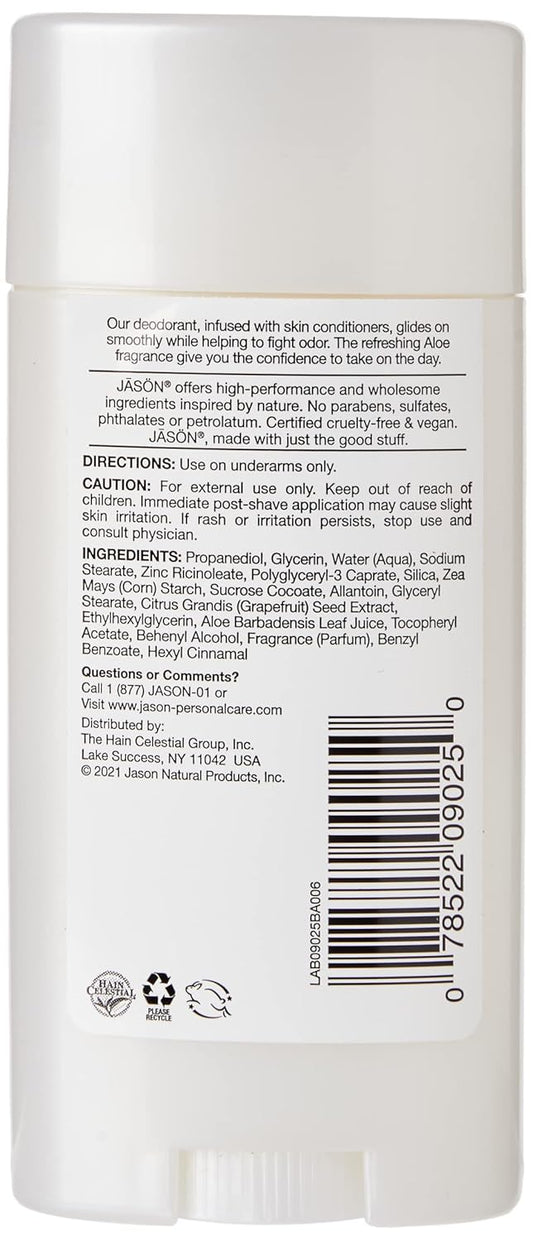 Jason Aluminum Free Deodorant Stick, Soothing Aloe Vera, 2.5 Oz (Packaging May Vary)