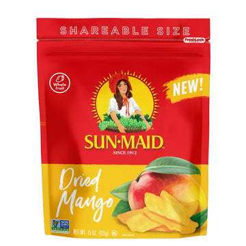 Sun-Maid Dried Mangos - 15 oz Resealable Bag - Dried Mango Slices - Dried Fruit Snack for Lunches, Snacks, and Natural Sweeteners (pack of 1)