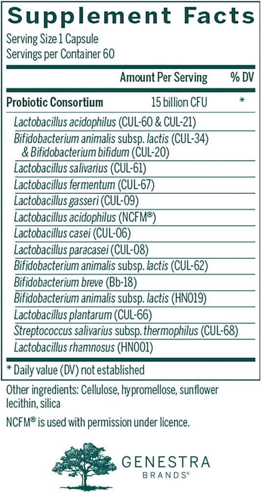 Genestra Brands HMF Multi Strain | 16 Strains of Probiotics to Promote GI Health | 60 Capsules