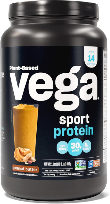 Vega Sport Protein Powder, Plant-Based Vegan Protein Powder (14 Servings) (Peanut Butter)