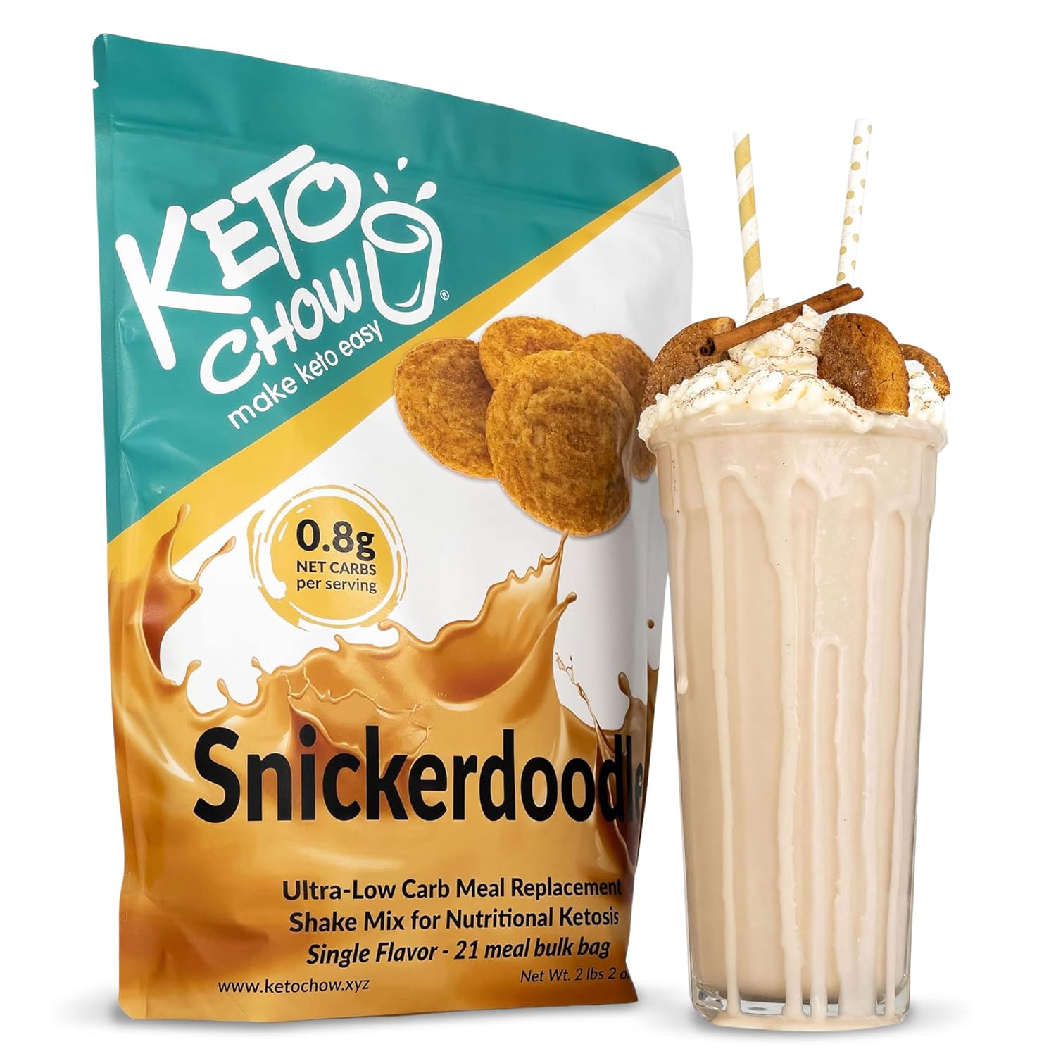 Keto Chow Snickerdoodle | Keto Meal Replacement Shake Powder | Nutritionally Complete Keto Food | Low Carb Keto Meals | Delicious Easy Meal Substitute Drink | Protein Rich You Choose The Fat| 21 Meal