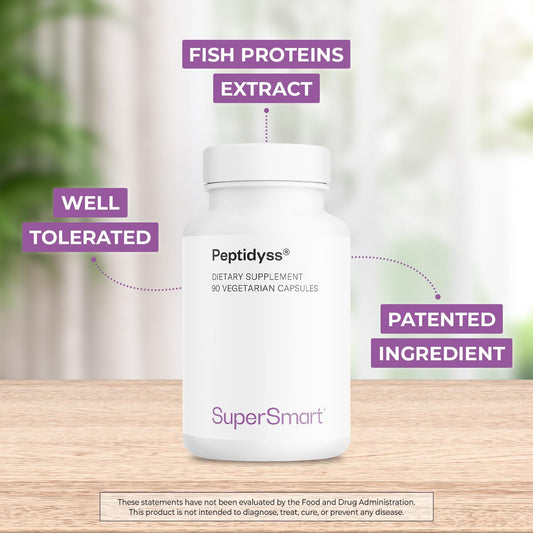 Supersmart - Peptidyss 1200Mg Per Day (Patented & High Potency) - Fish Protein Hydrolysate Supplement - Peptides & Amino Acids Complex | Non-Gmo & Gluten Free - 90 Vegetarian Capsules