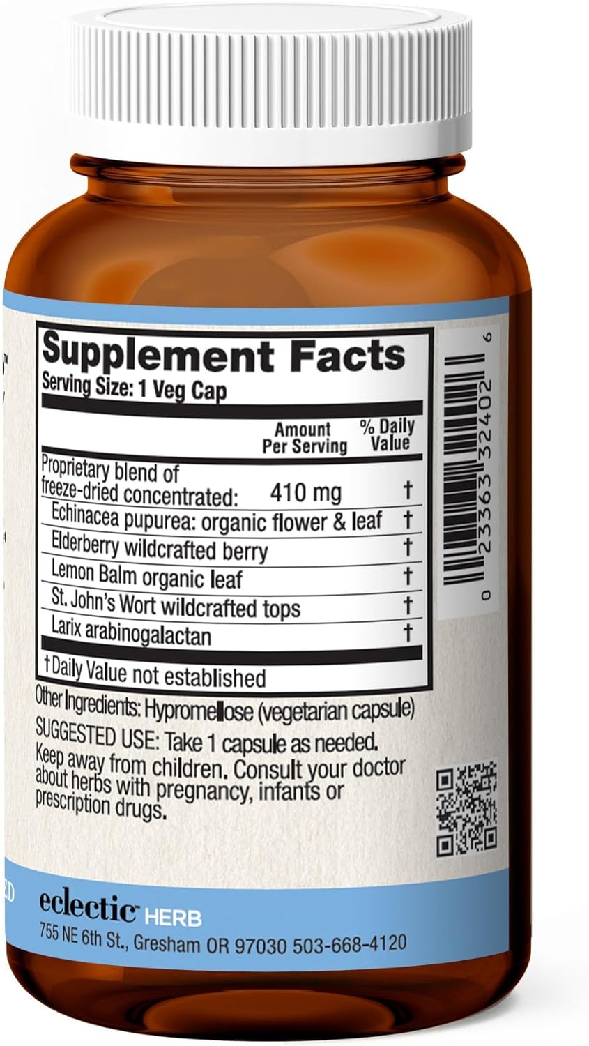 Eclectic Institute Raw Fresh Freeze-Dried Immune Support | 45 CT (410 mg) : Health & Household