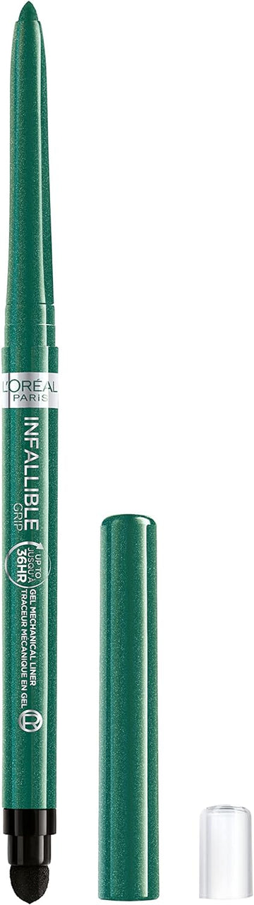 L'Oreal Paris Infallible Grip Mechanical Gel Eyeliner Pencil, Smudge-Resistant, Waterproof Eye Makeup With Up To 36Hr Wear, Emerald Green, 0.01 Oz