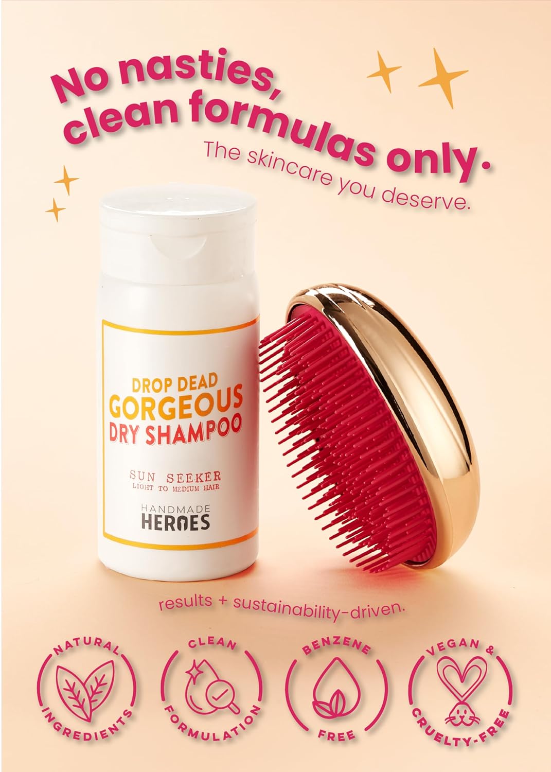 Handmade Heroes Non Aerosol Dry Shampoo Volume Powder | 1.8oz | 100% Natural & Vegan | For Light Hair & Blonde Hair : Beauty & Personal Care