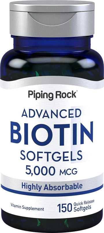 Piping Rock Biotin 5000mcg Softgels | 150 Count | Non-GMO, Gluten Free Supplement