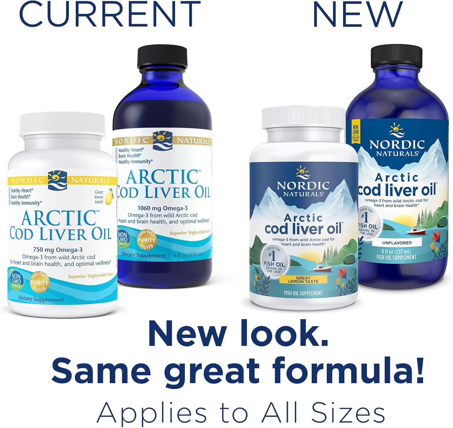 Nordic Naturals Arctic Cod Liver Oil, Lemon - 8 oz - 1060 mg Total Omega-3s with EPA & DHA - Heart & Brain Health, Healthy Immunity, Overall Wellness - Non-GMO - 48 Servings : Health & Household