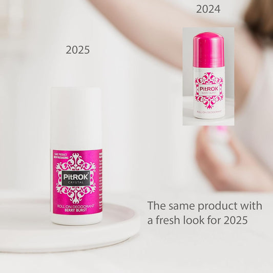 Pitrok Crystal Natural Deodorant Berry Burst, 1X 50Ml Roll On, Vegan, Cruelty Free, Sensitive Skin Deodorant, With Aloe Vera And Grapefruit Seed Extract. Made In The Uk