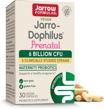 Jarrow Formulas Jarro-Dophilus Prenatal Probiotics For Women, 6 Billion Cfu, Supports A Healthy Pregnancy, 30 Veggie Capsules, 30 Day Supply
