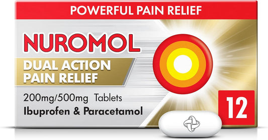 Nuromol Pain Relief Ibuprofen and Paracetamol Tablets, 12 Pack, Migraine Relief, Headache Relief, Joint, Period, Flu Tablets, Powerful Painkillers, Paracetamol, Pain and Fever : Amazon.co.uk: Health & Personal Care