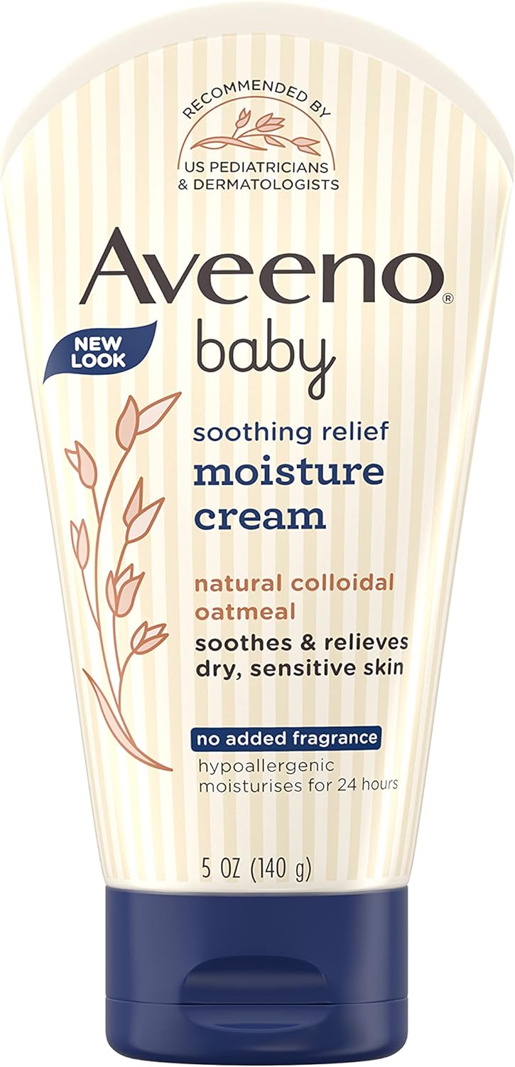 Aveeno Baby Soothing Relief Moisturizing Cream with Natural Oat Complex for Sensitive Skin, Fragrance Free, 5 Oz