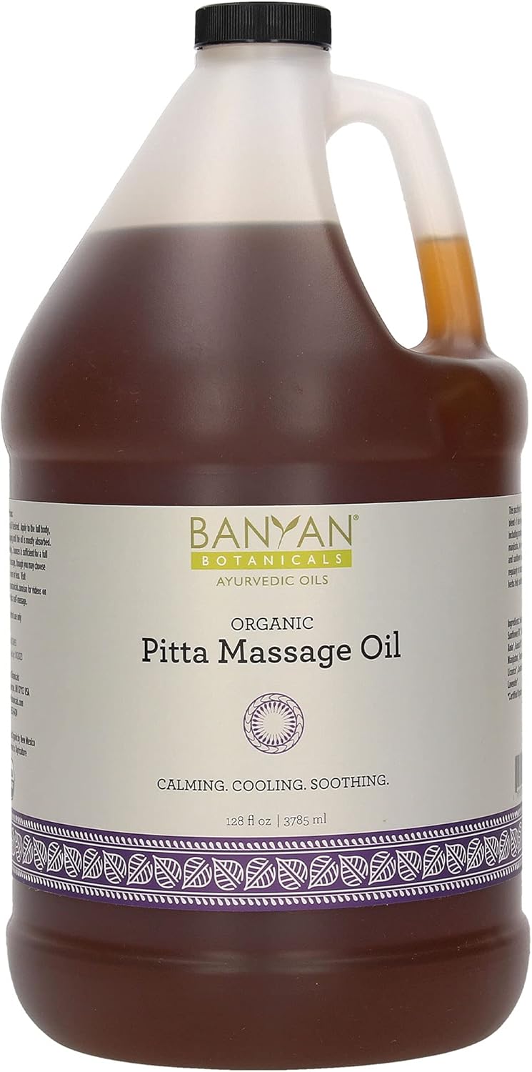 Banyan Botanicals Pitta Massage Oil – Organic Self Massage Abhyanga Oil with Brahmi Guduchi ­­Manjistha – Soothing Cooling Massage Oil for Relaxation & Calm – 128 – Non GMO Sustainably Sourced Vegan