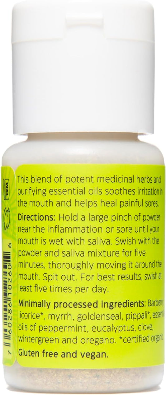 Uncle Harry's Inflamed Gums & Mouth Sores Tooth Powder | Powder Toothpaste for Gum Health & Sensitive Teeth | Tooth Pain & Mouth Sore Rinse Made with Pure Essential Oil (0.6 oz) : Health & Household