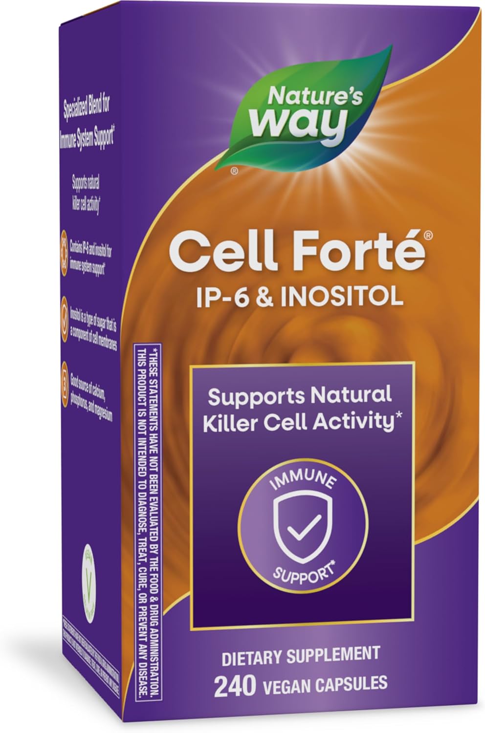 Nature'S Way Cell Forté Ip-6 & Inositol, Supports Natural Killer Cell Activity*, Immune Support*, With Calcium, Phosphorus & Magnesium, Gluten-Free, Vegan, 240 Capsules (Packaging May Vary)
