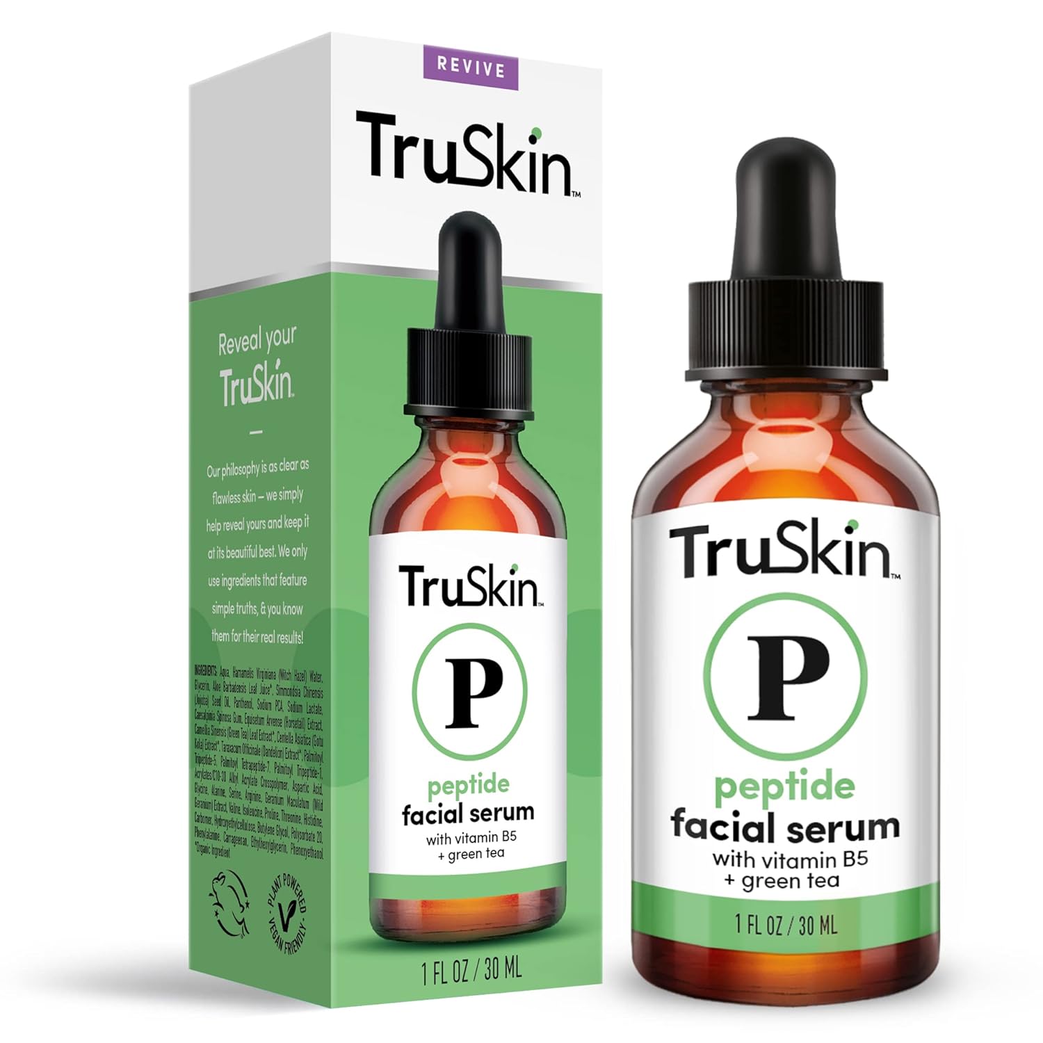 TruSkin Peptide Serum For Face – with Collagen Boosting Peptides, Amino Acids, Green Tea, Aloe and Vitamins B5 & E, 1 fl oz : Beauty & Personal Care